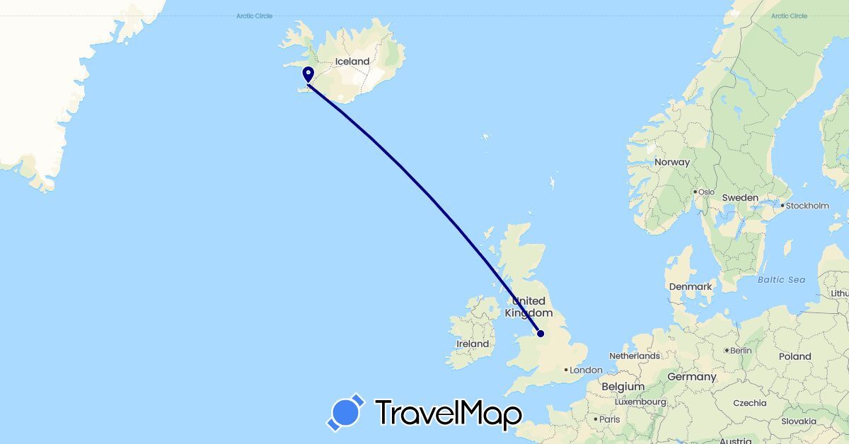 TravelMap itinerary: driving in United Kingdom, Iceland (Europe)